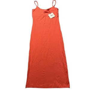 ASOS Tank Dress Womens 4 Orange Jersey Bodycon Scoop Neck Midi Casual Summer